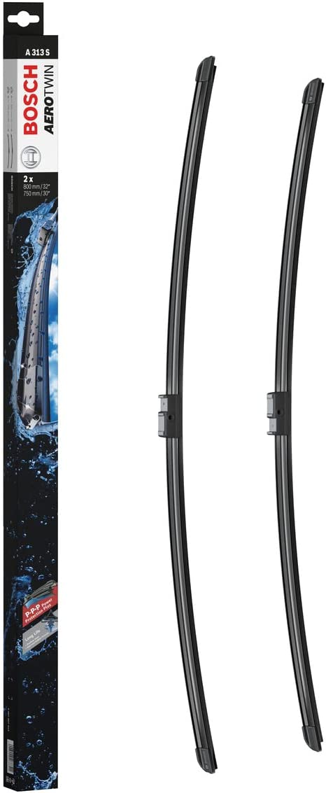 Die Packung und die Wischerblätter des Scheibenwischer-Sets Bosch A 313 S für den Citroën C4 1. Gen im Detail - einmal das 80cm Wischerblatt und einmal das 75cm Wischerblatt Die Packung und die Wischerblätter des Scheibenwischer-Sets Bosch A 313 S für den CITROEN C4 Picasso 1. Gen im Detail - einmal das 80cm Wischerblatt und einmal das 75cm Wischerblatt