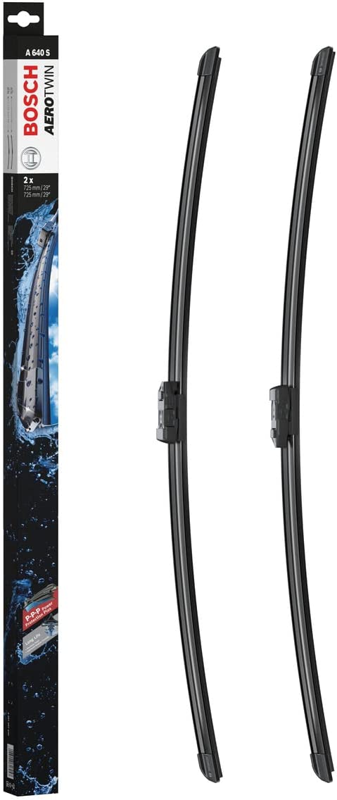 Die Packung und die Wischerblätter des Scheibenwischer-Sets Bosch A 640 S für den Ford Focus 3. Gen im Detail - zweimal das 72,5cm Wischerblatt Die Packung und die Wischerblätter des Scheibenwischer-Sets Bosch A 640 S für den FORD Focus 3. Gen im Detail - zweimal das 72,5cm Wischerblatt