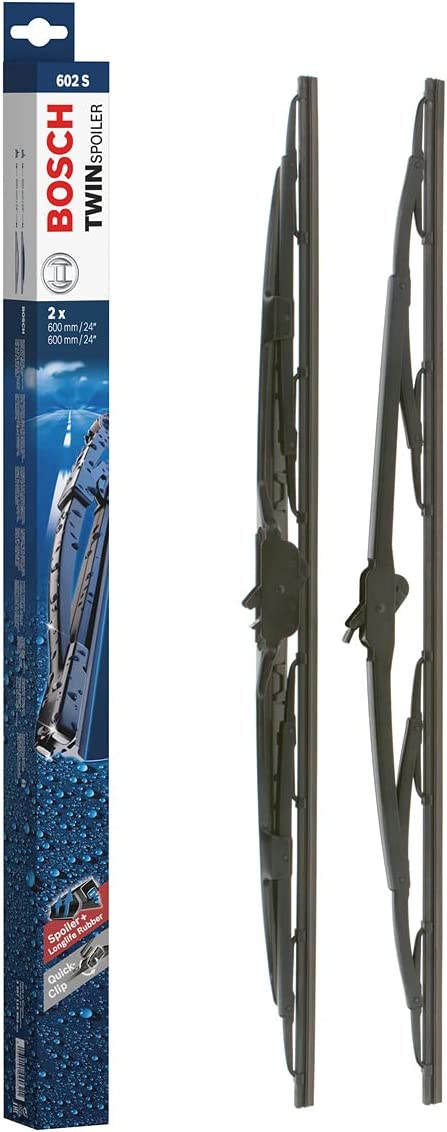 Die Packung und die Wischerblätter des Scheibenwischer-Sets Bosch 602 S für den BMW 5er Touring 3. Gen im Detail - zweimal das 60cm Wischerblatt